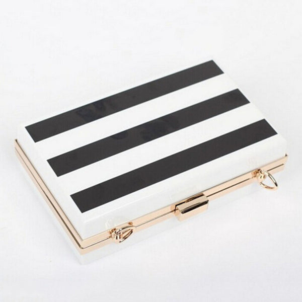Black & White Stripe Clutch Bag