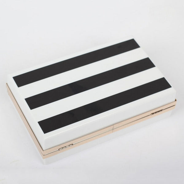 Black & White Stripe Clutch Bag