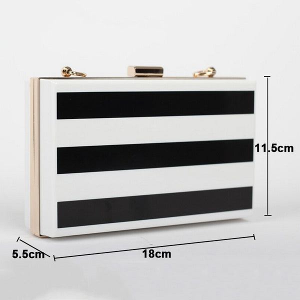 Black & White Stripe Clutch Bag