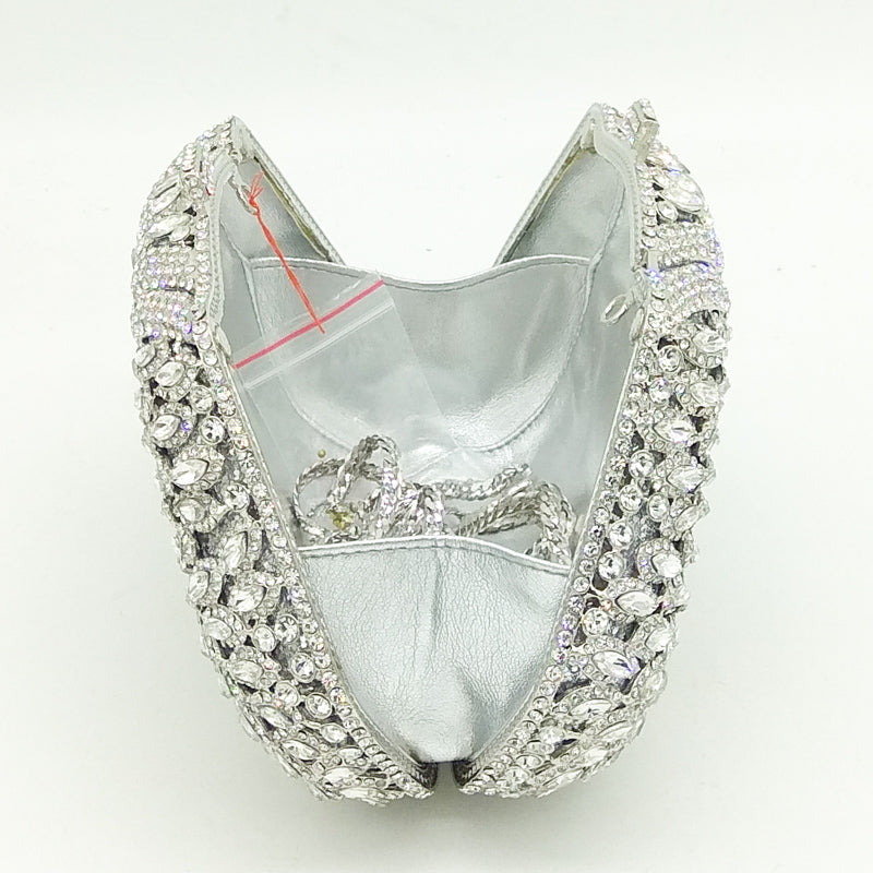 BEMYLV Rhinestone Silver Clutch Purses for Women Evening Bag Crossbody  Bling Sparkly Crystal Mini Handbag for Party Prom Wedding: Handbags