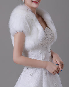 Faux Fur Short Sleeved Bridal Jacket