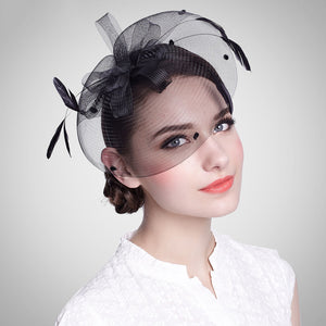 Feather Black Fascinator Bridal Hat