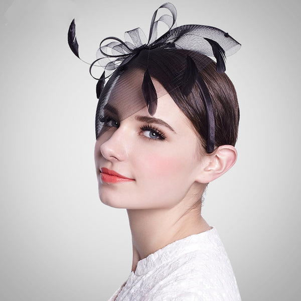 Feather Black Fascinator Bridal Hat