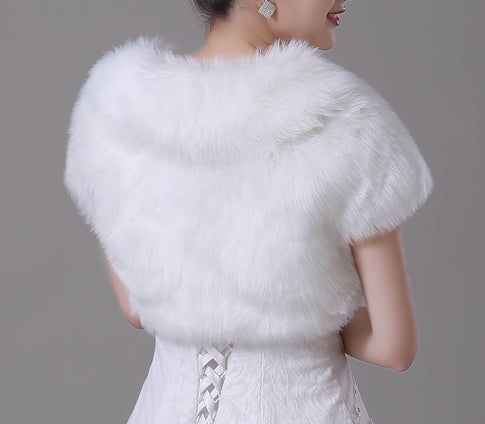 Faux Fur Short Sleeved Bridal Jacket
