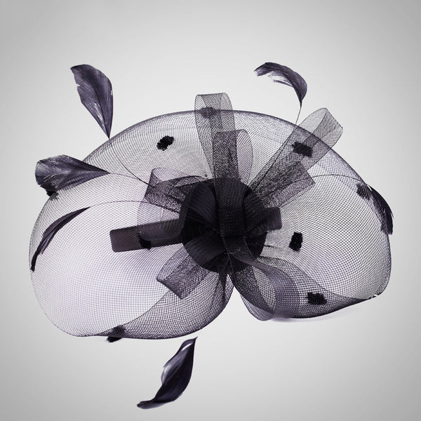 Feather Black Fascinator Bridal Hat