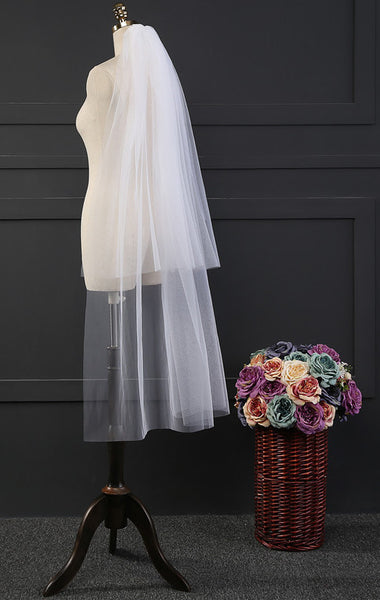 2-Layer Cut Edge Mid-Length Bridal Veil