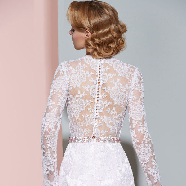 V-neck Long Sleeved Fishtail Wedding Dress