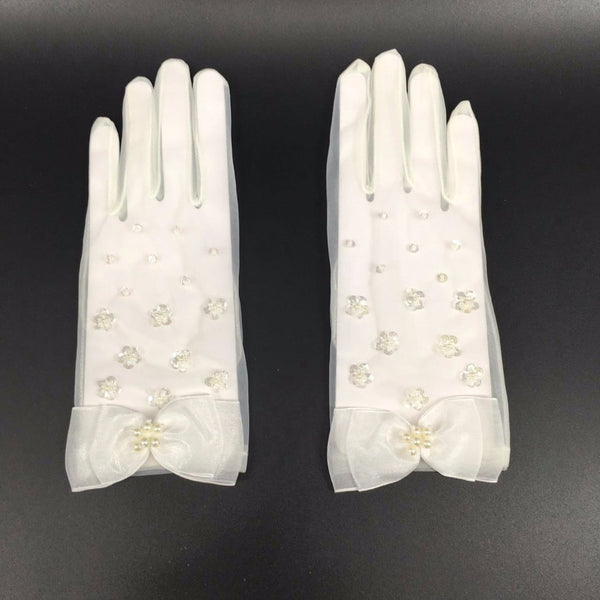 Sheer Bow Wedding Gloves