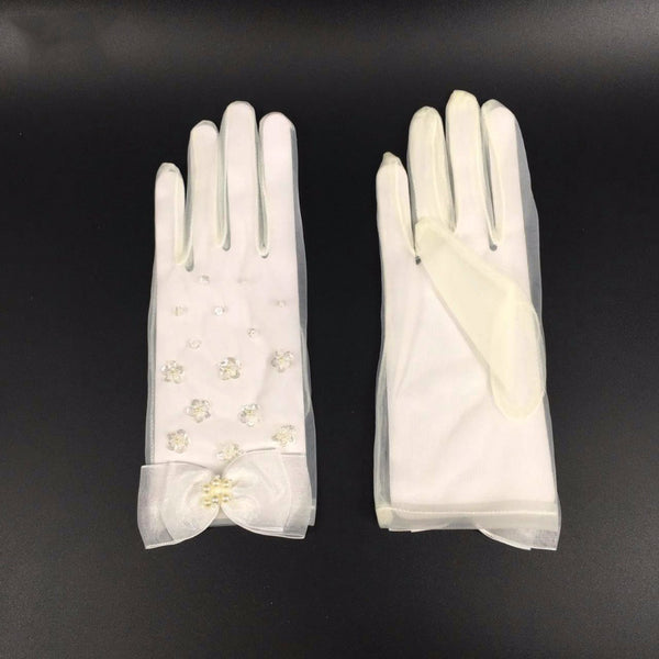 Sheer Bow Wedding Gloves