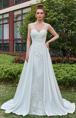 V-Neck A-Line Wedding Dress