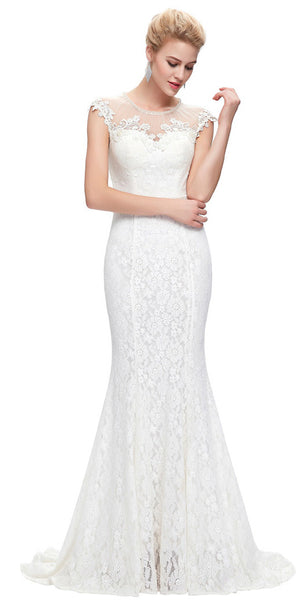 Vintage Feel Illusion Mermaid Wedding Dress