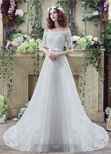Lace Off-Shoulder Wedding Dress