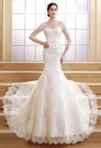 Backless Lace Mermaid Wedding Gown