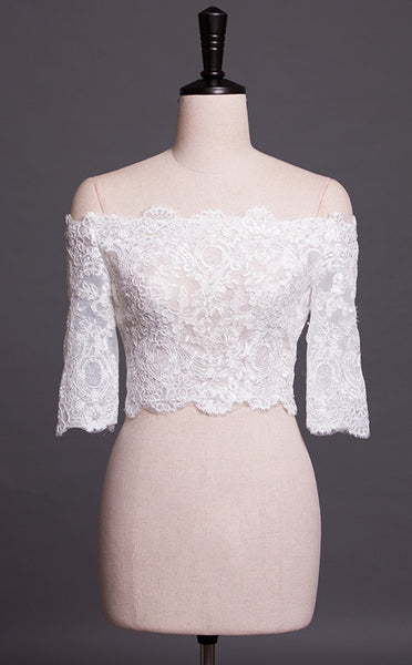 Off-Shoulder Three-Quarter Sleeved Bridal Bolero