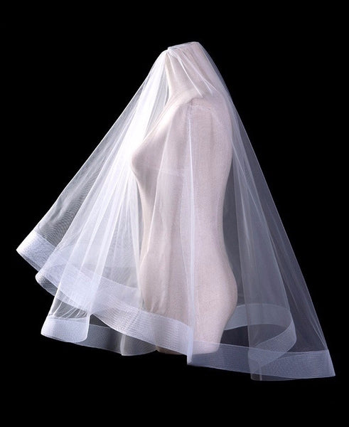 Mid Length One Layer Tulle Bridal Veil