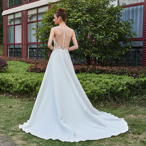 V-Neck A-Line Wedding Dress