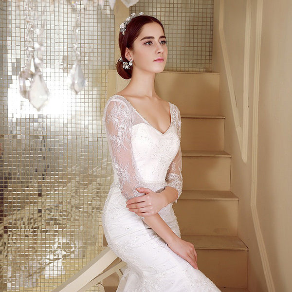 Backless Lace Mermaid Wedding Gown