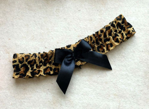 Leopard Print & Bow Garter Belt