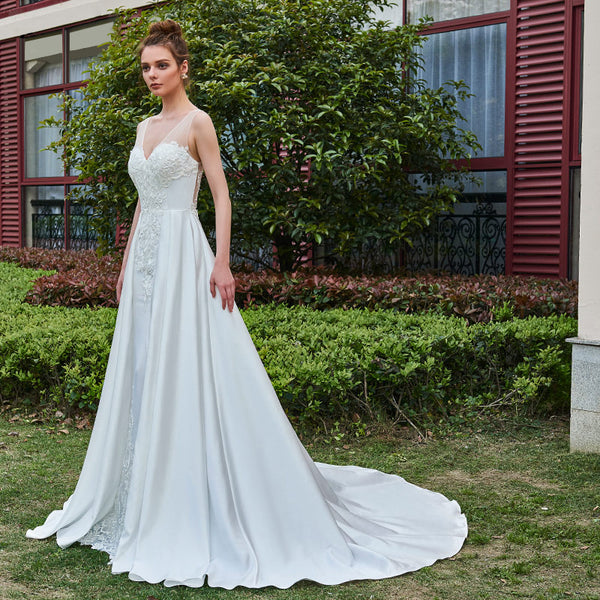 V-Neck A-Line Wedding Dress