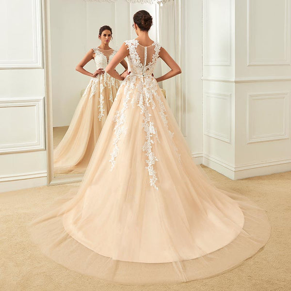 Flowy Champagne Wedding Dress