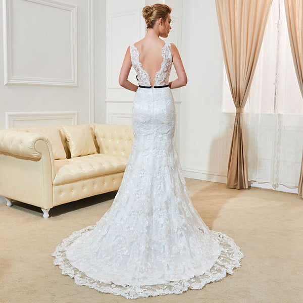 V-Back Lace Wedding Dress