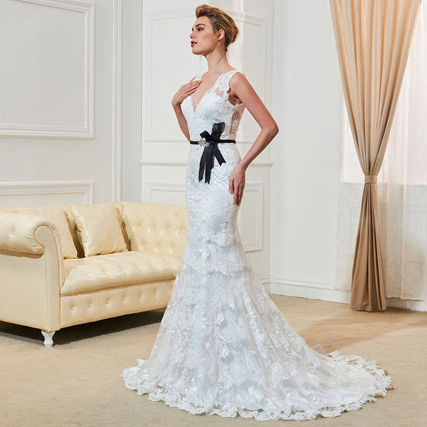 V-Back Lace Wedding Dress