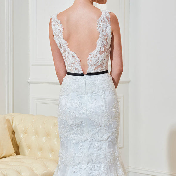 V-Back Lace Wedding Dress