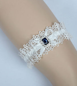 Blue Stone Lace Bridal Garter