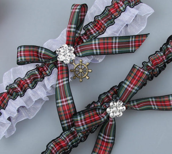 Tartan Ribbon Bridal Garter Set