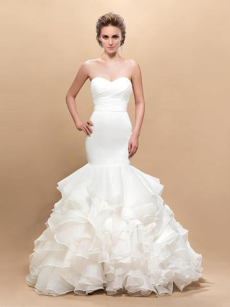Ruffled Mermaid Wedding Gown