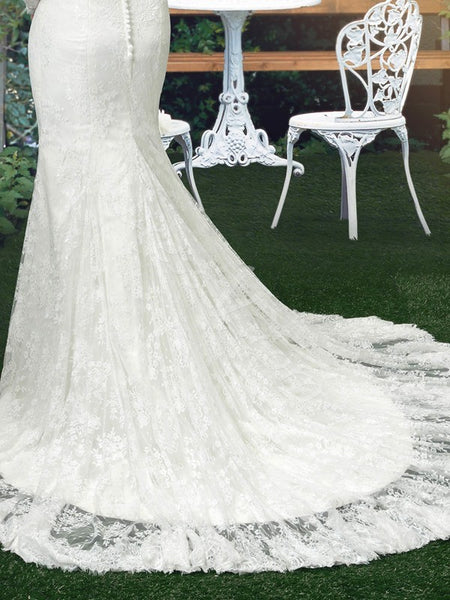 Vintage Long Sleeved Fit & Flare Wedding Dress