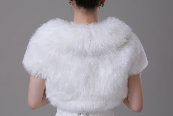 Faux Fur Short Sleeved Bridal Jacket