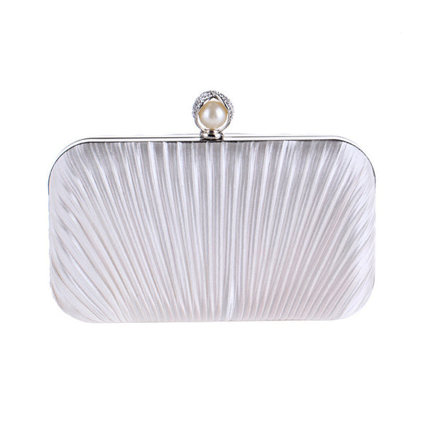 Diamante-Studded Fold Fabric Clutch Bag