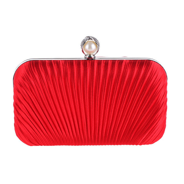 Diamante-Studded Fold Fabric Clutch Bag