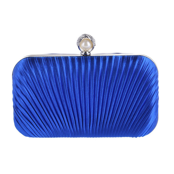 Diamante-Studded Fold Fabric Clutch Bag