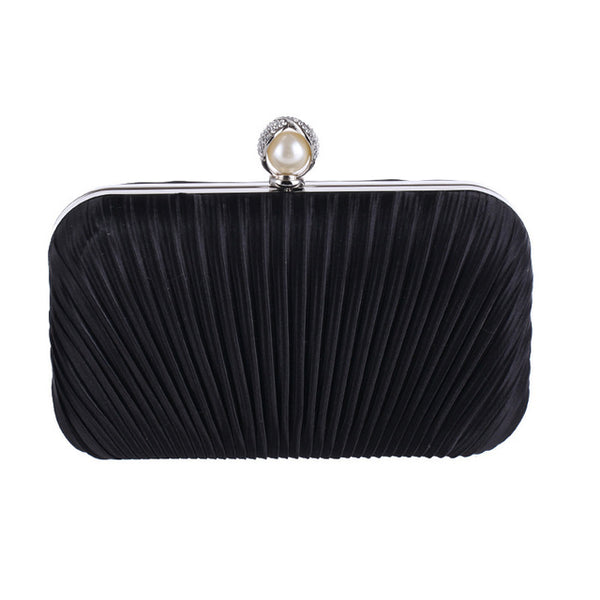 Diamante-Studded Fold Fabric Clutch Bag