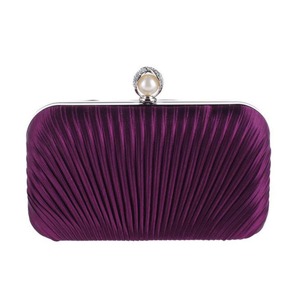 Diamante-Studded Fold Fabric Clutch Bag