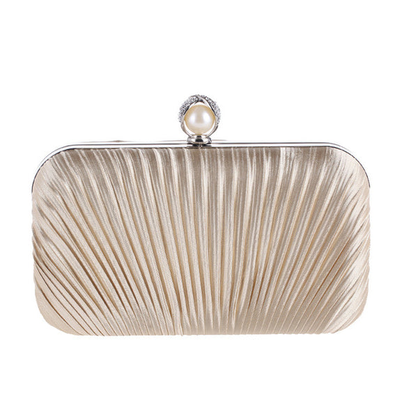 Diamante-Studded Fold Fabric Clutch Bag