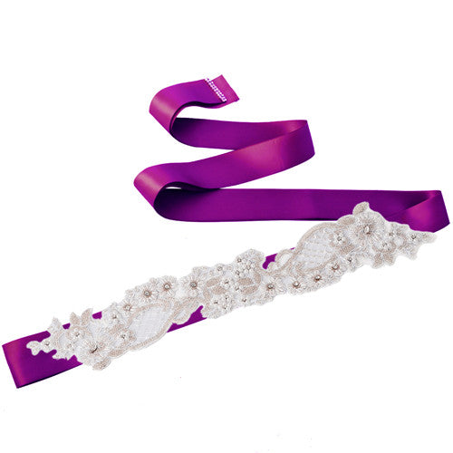 Rhinestones & Pearl Wedding Sash Belt (Various Colours)