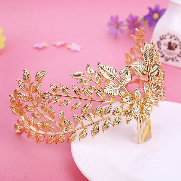 Metal Leaf Baroque Tiara Headpiece