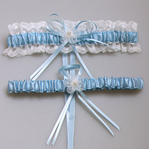 Sky Blue Dainty Bridal Garter Set