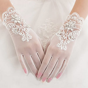 Sheer Lace Ivory Bridal Gloves