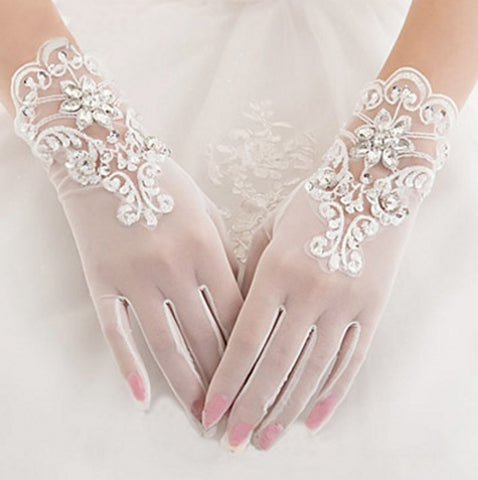 Sheer Lace Ivory Bridal Gloves