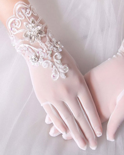 Sheer Lace Ivory Bridal Gloves