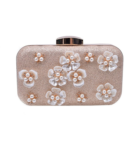 Floral Beaded Design Clutch Bag