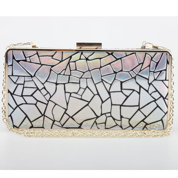 geometric pattern clutch bag