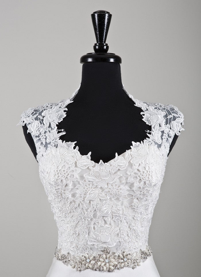 Queen Anne Neckline Lace Bridal Jacket