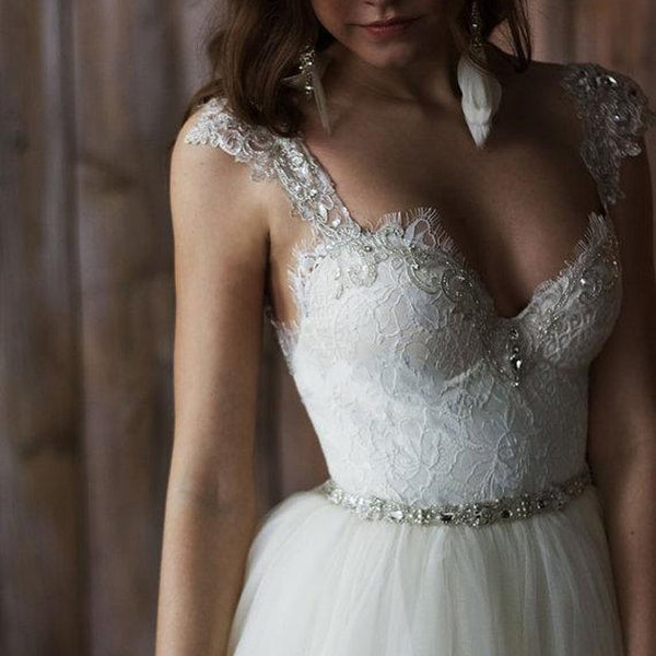 Sexy Backless Mini & Overskirt Wedding Gown