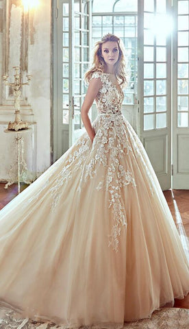 Luxurious A-line Wedding Dress With Pockets