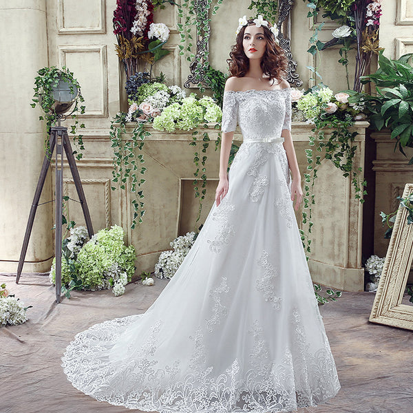Lace Off-Shoulder Wedding Dress